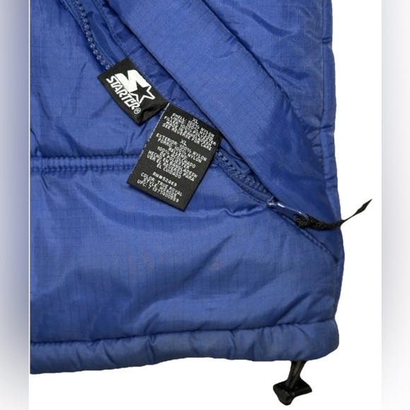 Vintage Starter Puffer Vest Mens XL Full Zip Blue Black Reversible Zip Pockets - Picture 4 of 7